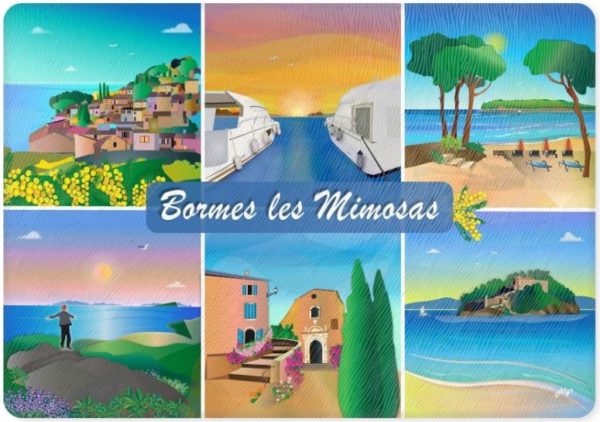 Illustration Planche a decouper Bormes les Mimosas